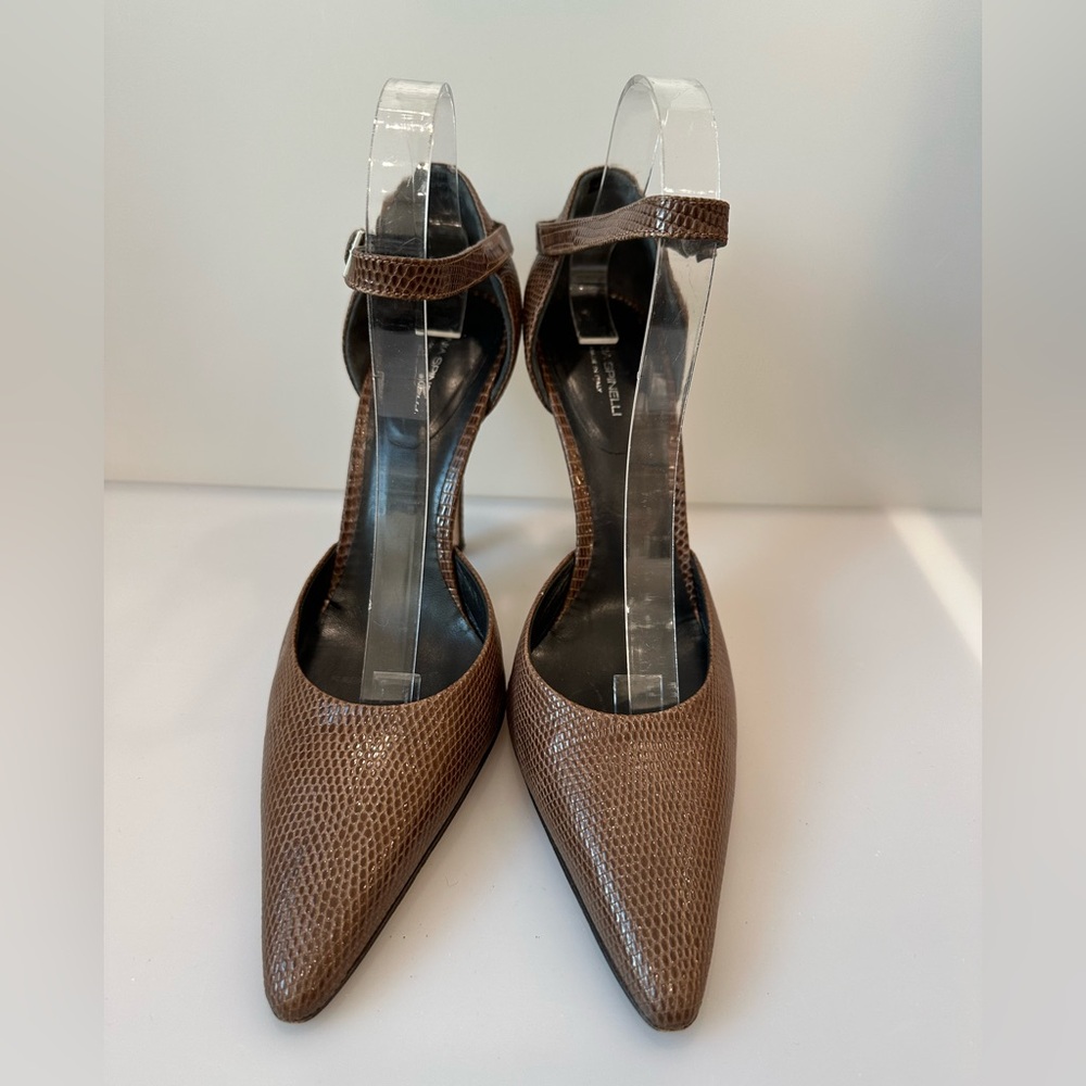 TANIA SPINELLI  Brown Snakeskin-Embossed Heels - Picture 3 of 9